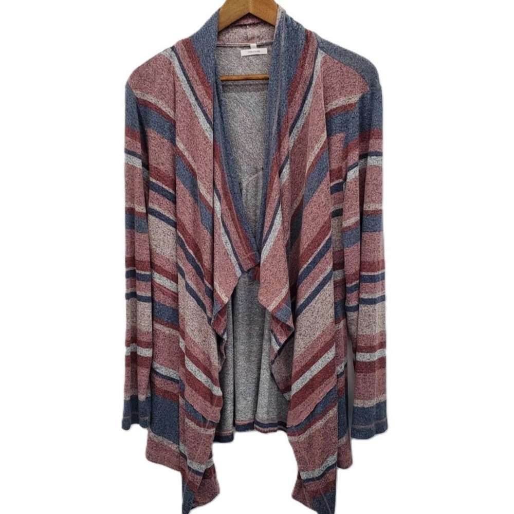 Womens Size 14 Striped Cardigan Soft Boho Casual Everyday Layering Knit Sweater